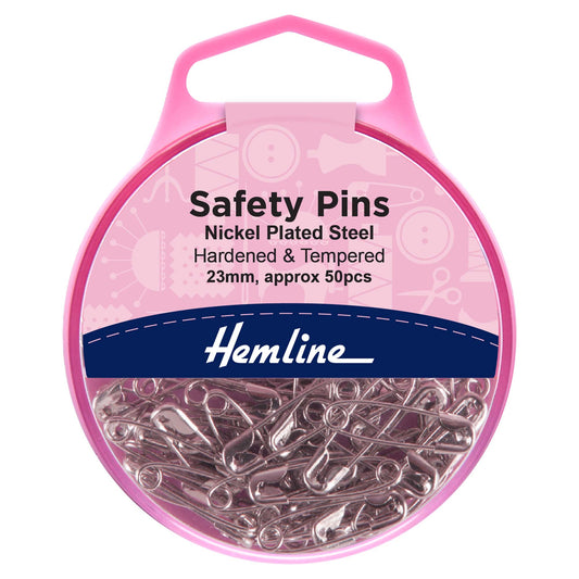 Box of Hemline 23mm nickel safety pins