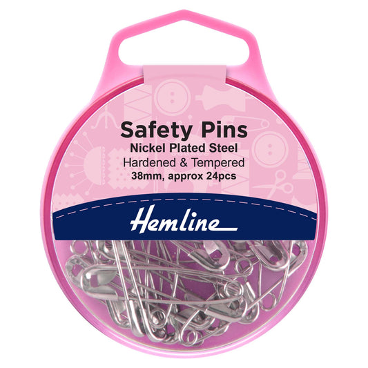Box of Hemline 38mm nickel safety pins