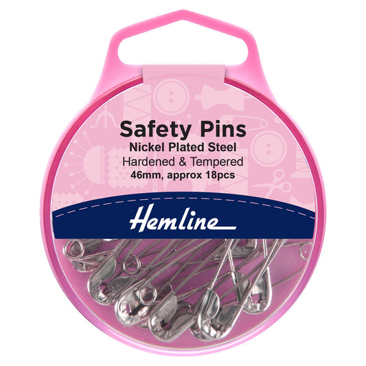 Box of Hemline 46mm nickel safety pins