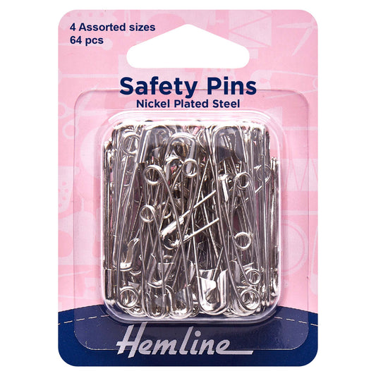 Pack of Hemline assorted size nickel plated safety pins
