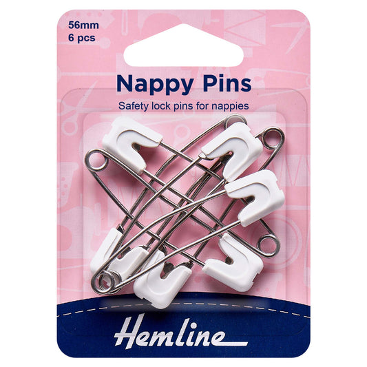 Six Hemline white-headed nappy pins