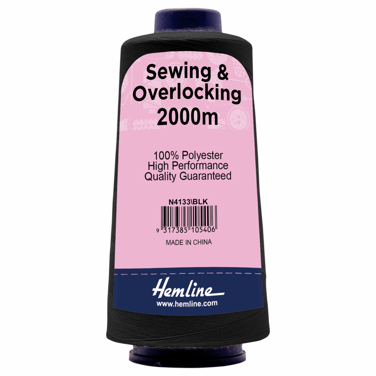 Pack of 4 x Overlocker Threads Cone 2000m - Black