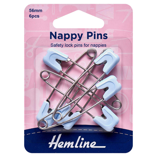 Six Hemline blue-headed nappy pins