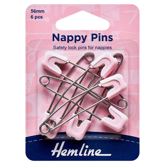 Six Hemline pink-headed nappy pins