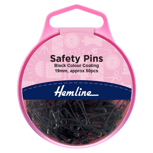 Box of Hemline 19mm black safety pins