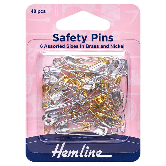 Pack of Hemline assorted brass and nickel safety pins