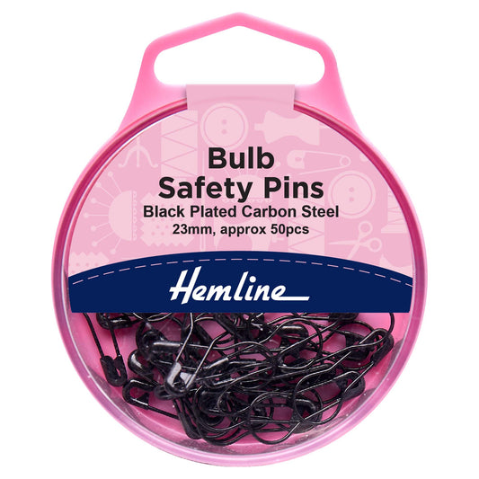 Box of Hemline 23mm black bulb safety pins