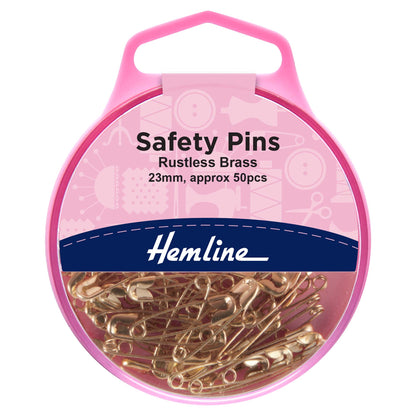 Box of 50 Hemline 23mm brass safety pins