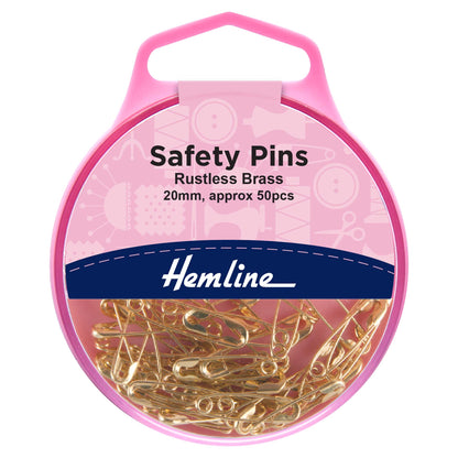 Box of Hemline 20mm brass safety pins