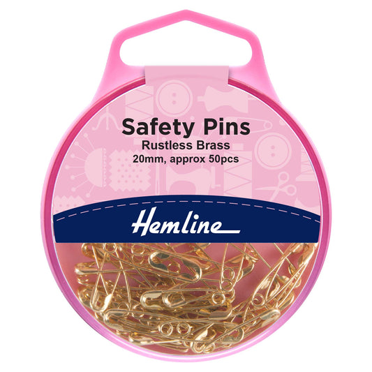 Box of Hemline 20mm brass safety pins