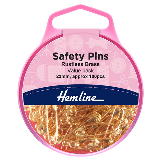 Box of Hemline 23mm brass safety pins