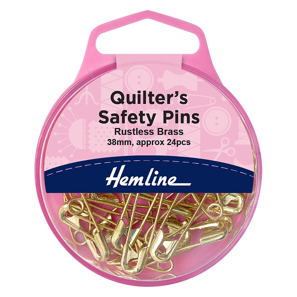 Hemline 38mm brass quilter's safety pins