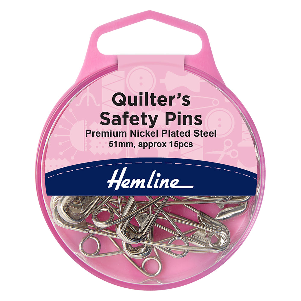 Hemline 51mm nickel quilter's safety pins