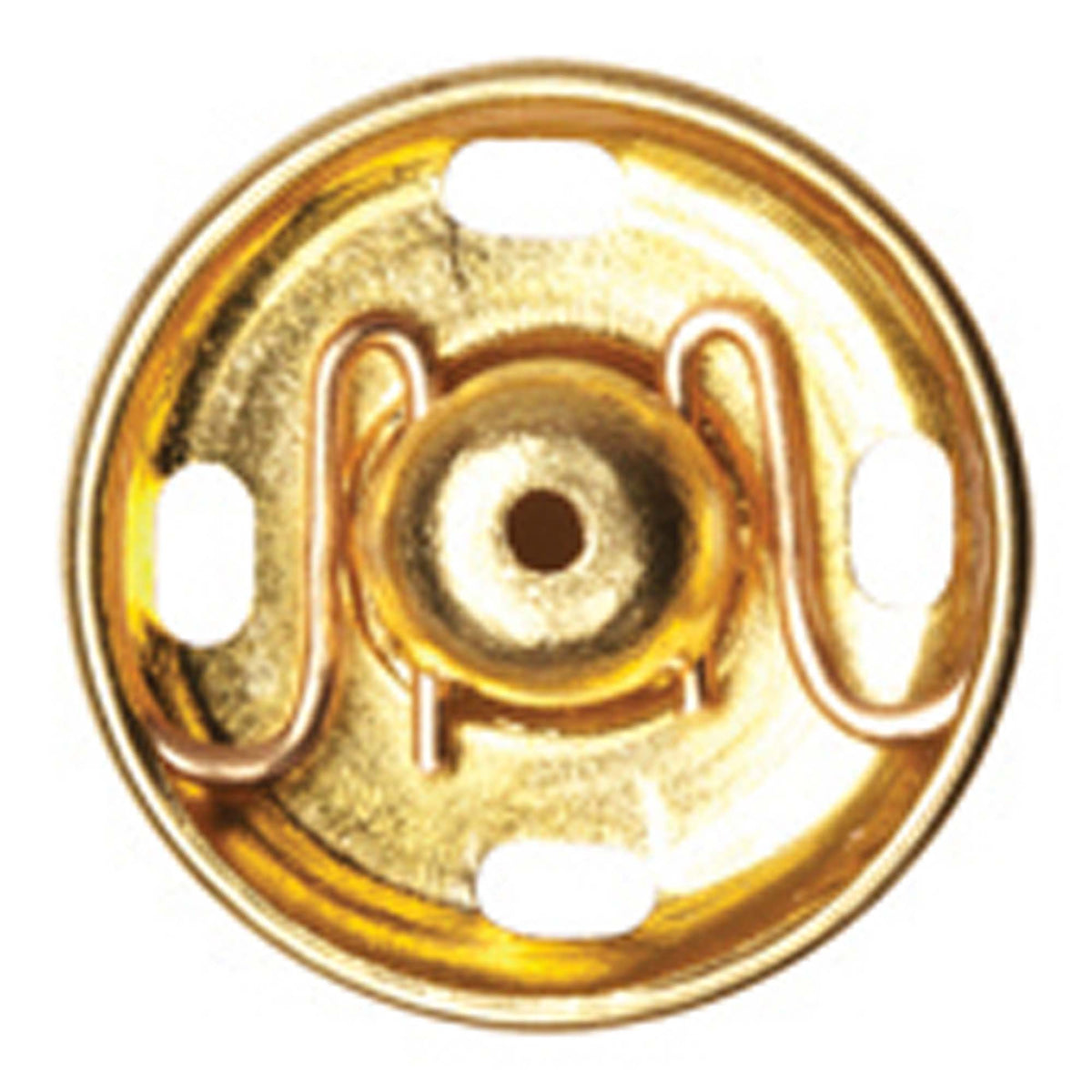 6 gold Hemline 13mm sew-on snap fasteners on card