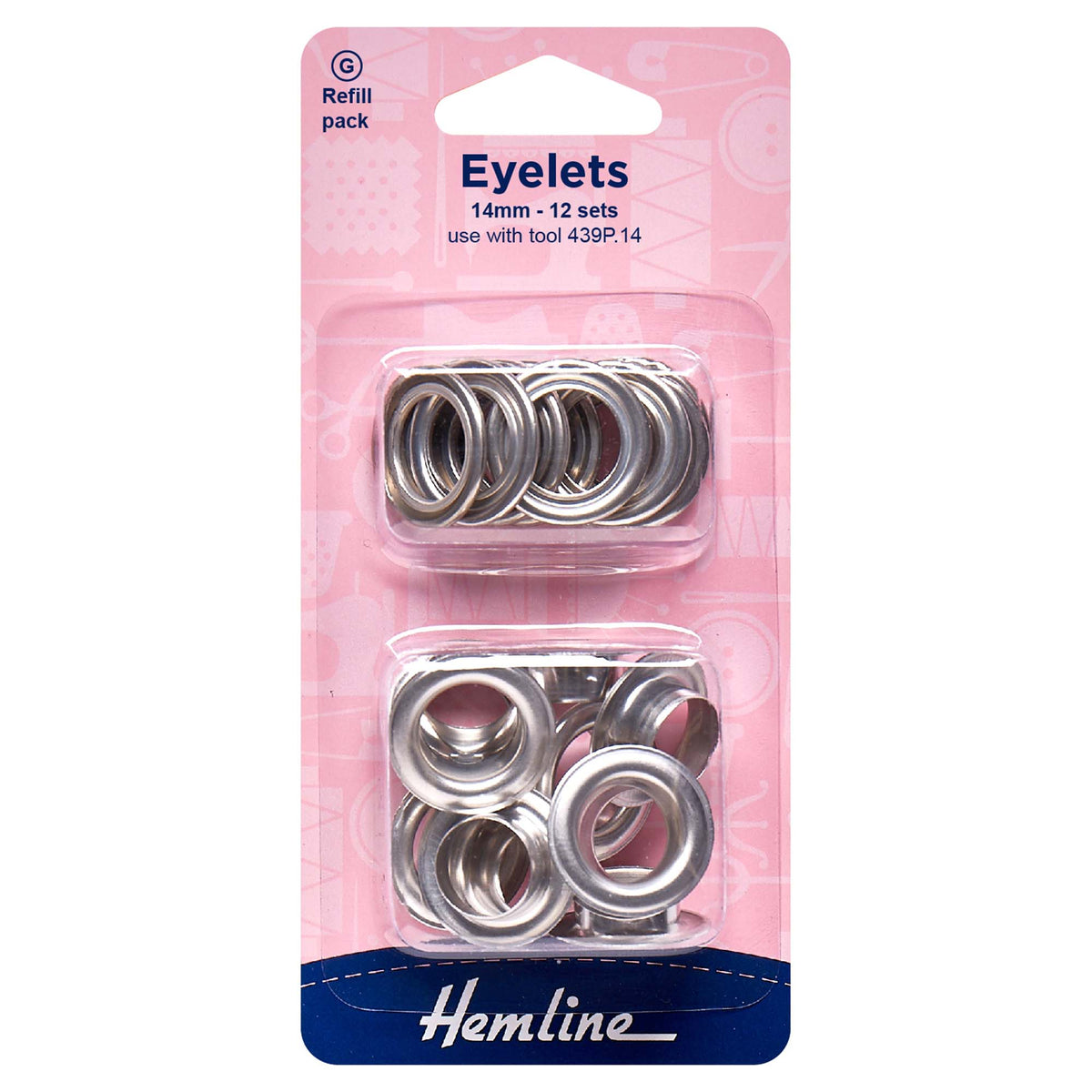 Pack of 14mm nickel eyelets and washers