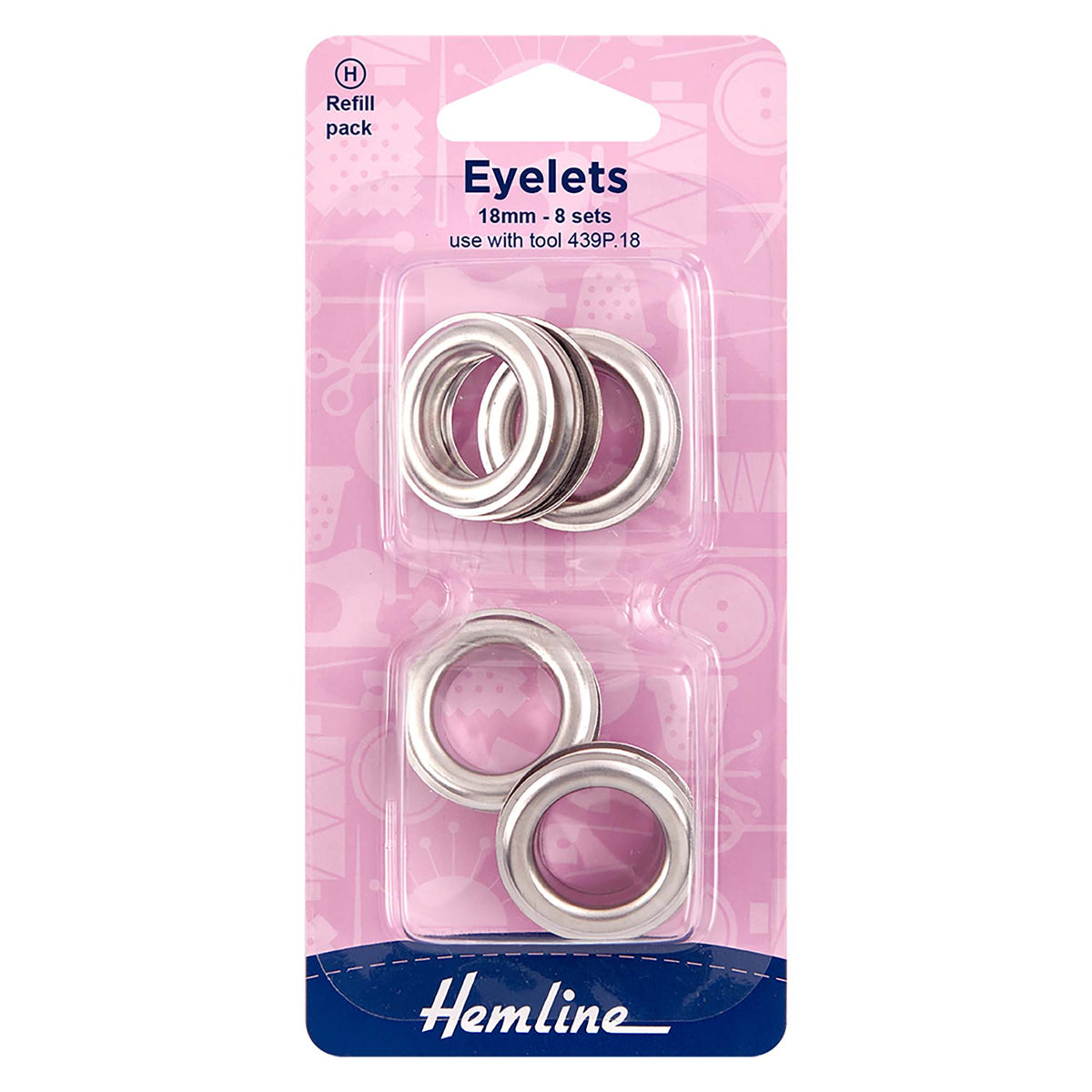 Pack of 18mm nickel eyelets and washers