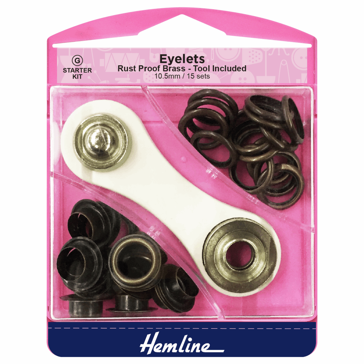 Hemline Bronze Eyelets Starter Kit - 10.5mm (15 Pieces)
