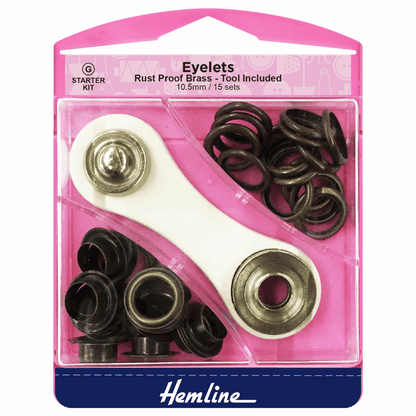 Hemline Bronze Eyelets Starter Kit - 10.5mm (15 Pieces)