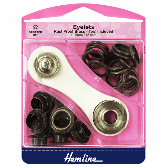 Hemline Bronze Eyelets Starter Kit - 10.5mm (15 Pieces)