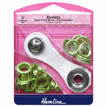 Hemline Gold Eyelets Starter Kit - 10.5mm (15 Pieces)