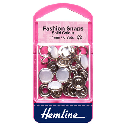 Pearl Hemline 11mm solid top fashion snaps