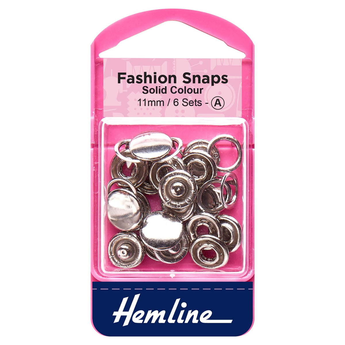 Silver Hemline 11mm solid top fashion snaps