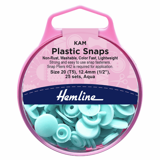 Hemline Aqua Plastic Snap Fasteners - Size 20 / 12.4mm (25 Sets)