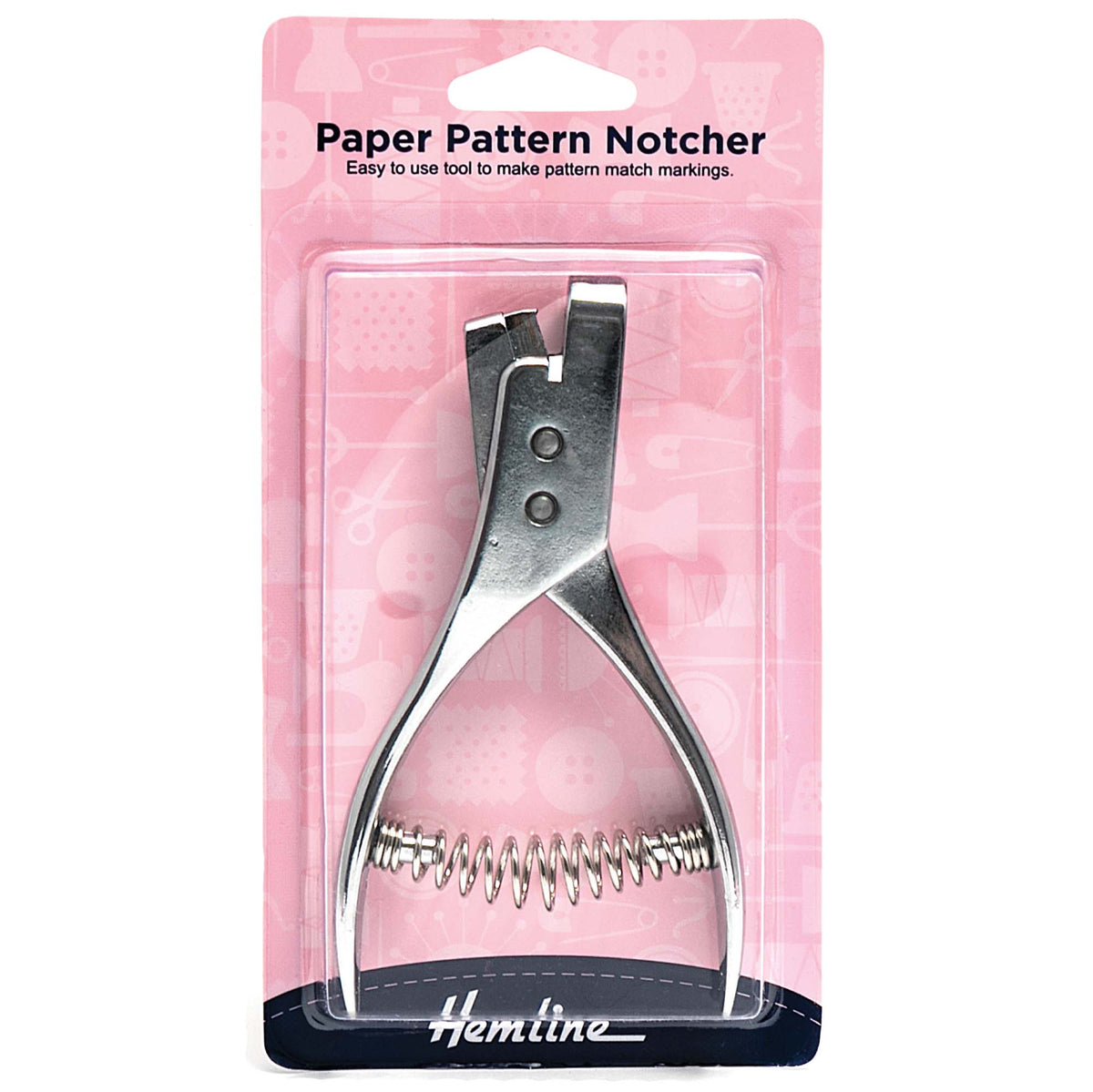 Hemline paper pattern notcher with sprung handle