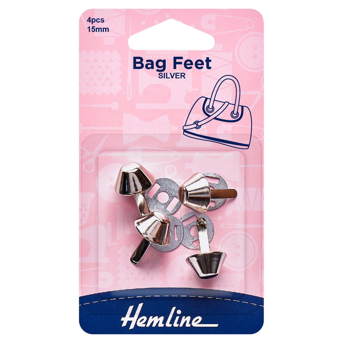 Four Hemline 15mm nickel bag feet