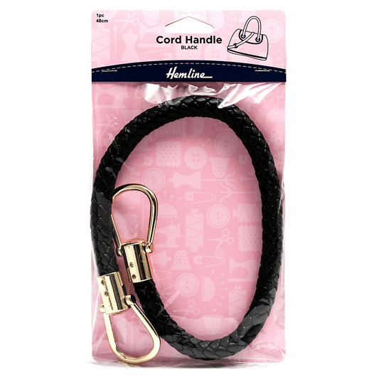 Hemline Black Cord Bag Handle - 48cm