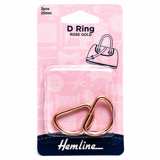 Hemline Rose Gold D Rings - 25mm (2 pack)