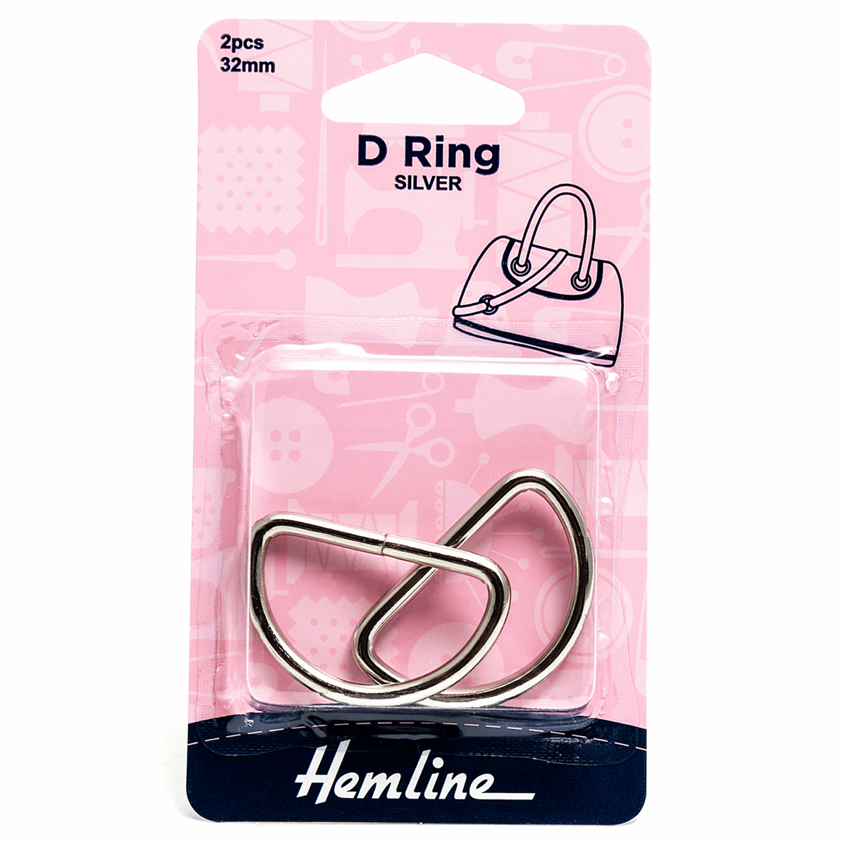 Hemline Nickel D Rings - 32mm (2 pack)