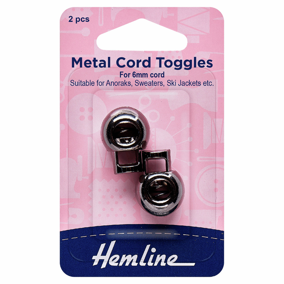 Hemline Black Metal Adjustable Cord Toggles - 6mm