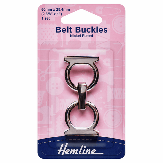 Hemline Nickel Belt Buckle - 60 x 25.4mm