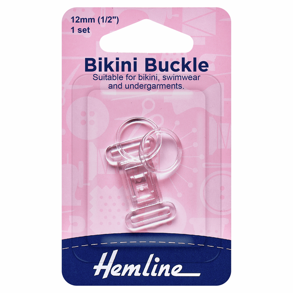 Hemline Bikini Buckle Set - Clear 12mm