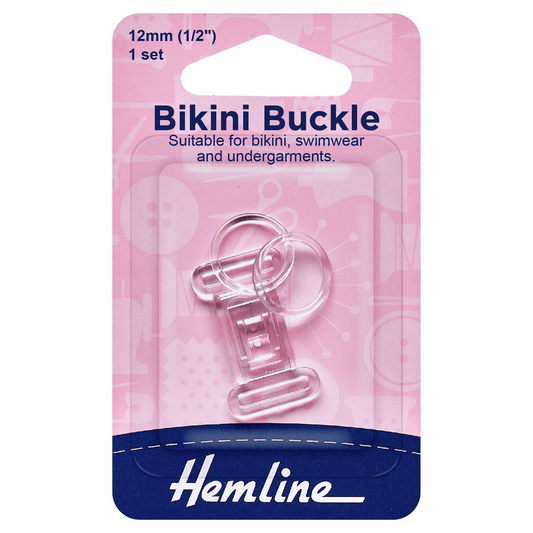 Hemline Bikini Buckle Set - Clear 12mm