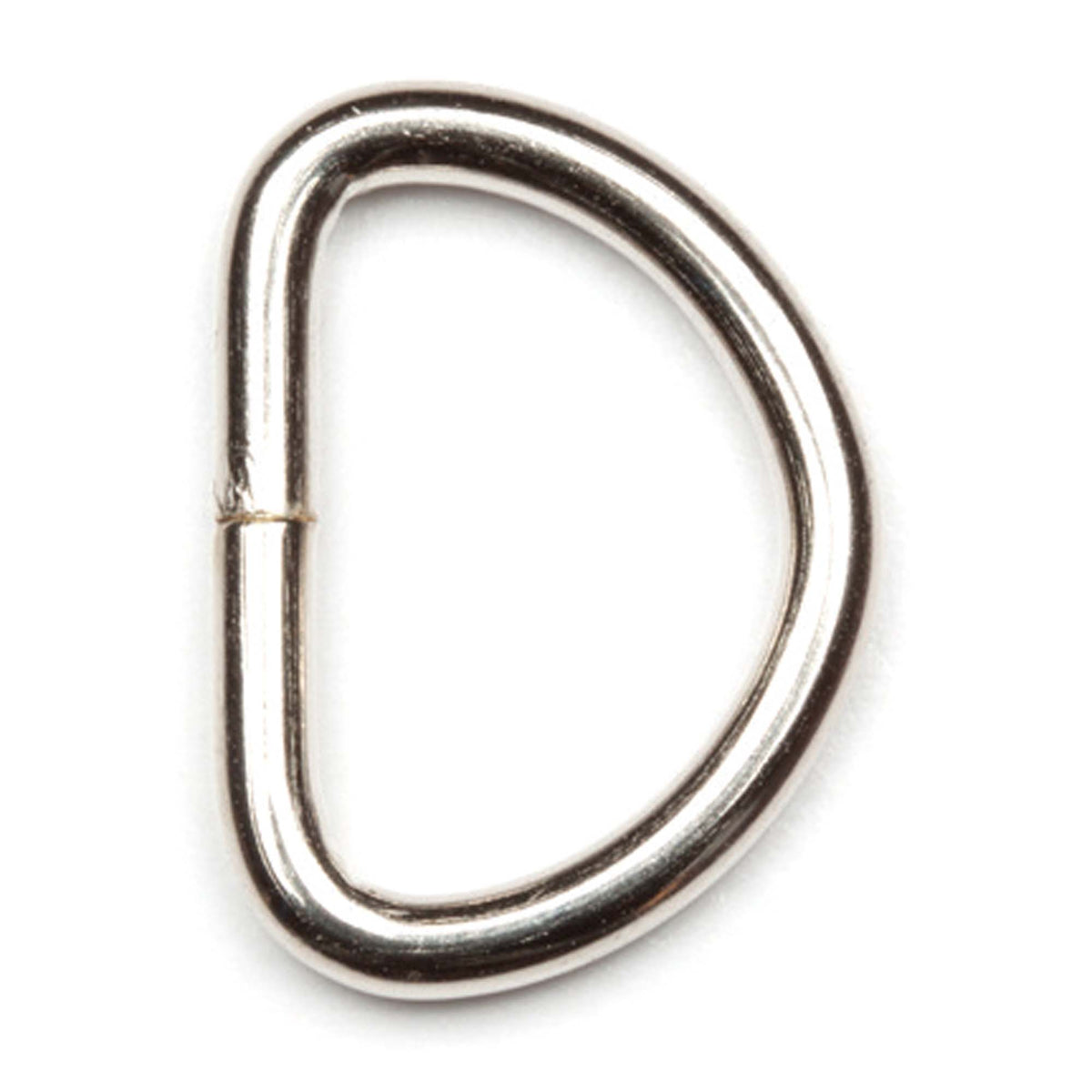 Four nickel metal D rings on a Hemline card