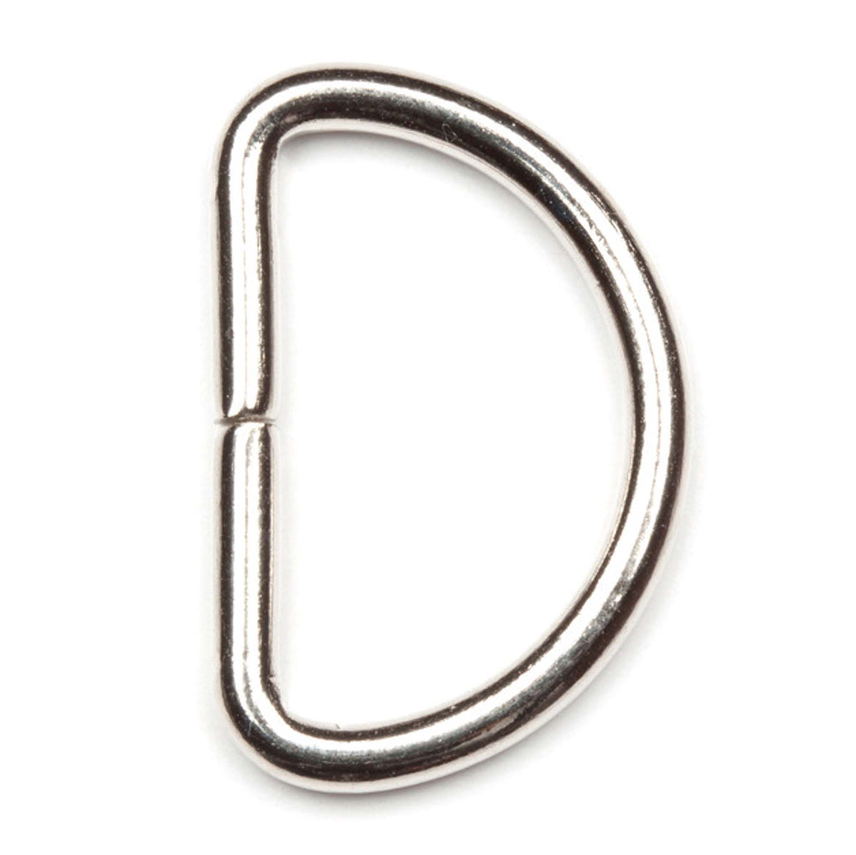 Four nickel metal D rings on a Hemline card