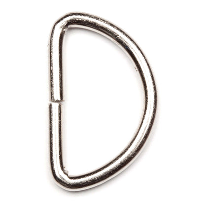 Three nickel metal D rings on a Hemline card