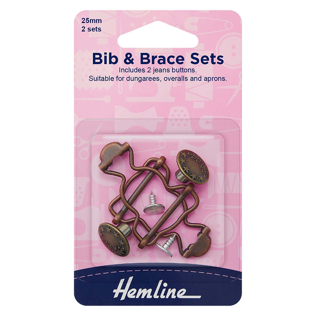 Hemline bronze bib and brace fastening set