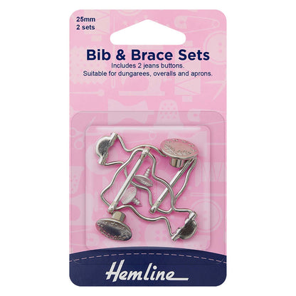 Hemline silver bib and brace fastening set