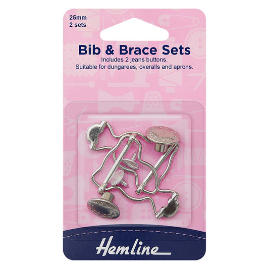 Hemline silver bib and brace fastening set