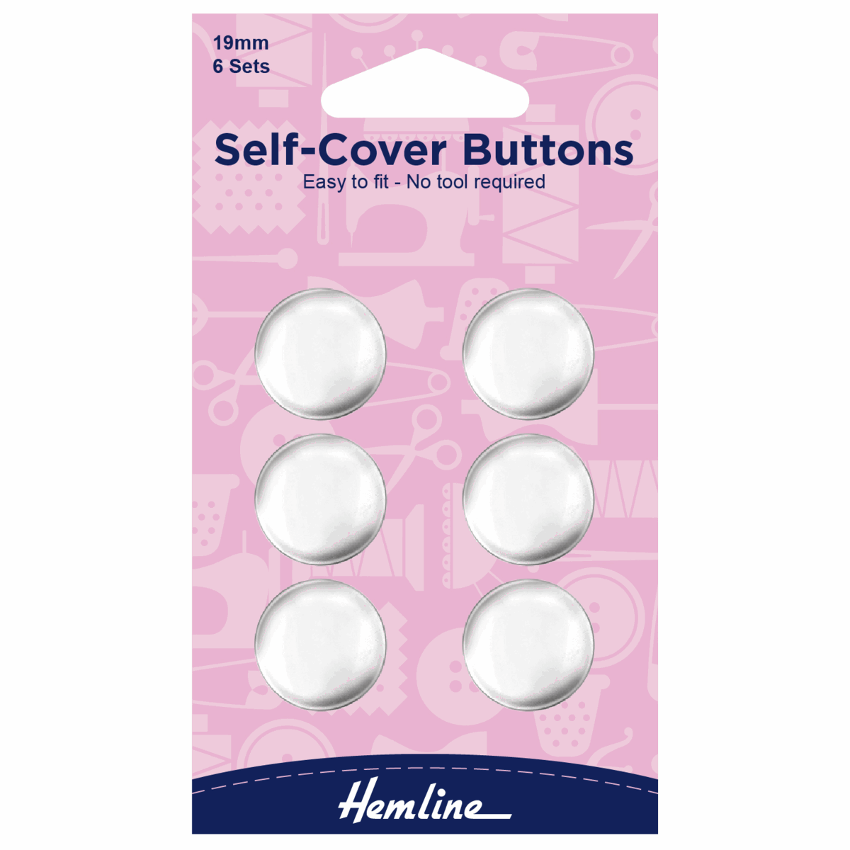 Self-Cover Metal Top Buttons - 19mm (Pack of 6)