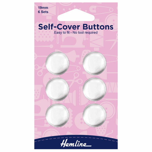 Self-Cover Metal Top Buttons - 19mm (Pack of 6)