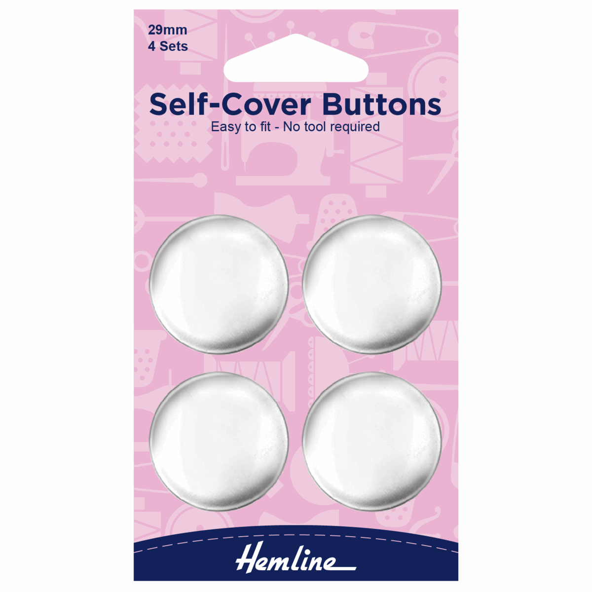 Self-Cover Metal Top Buttons - 29mm (Pack of 4)