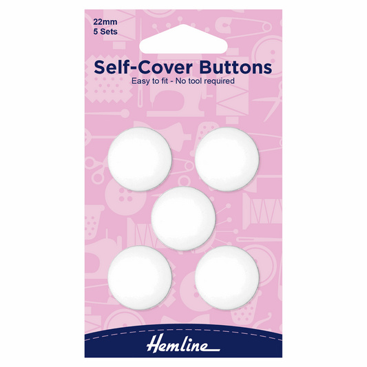 Self-Cover Nylon Buttons - 22mm (Pack of 5 Sets)