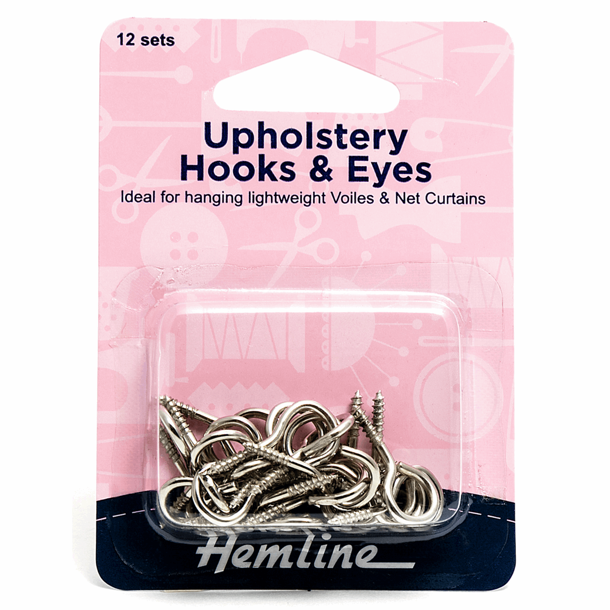 Hemline Curtain Hooks & Eyes (12 Sets)
