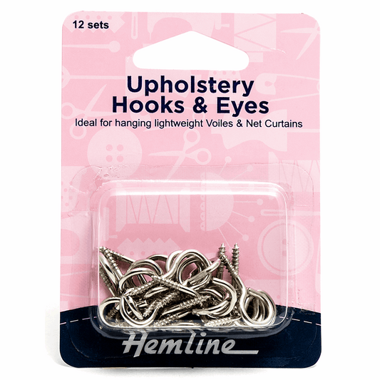 Hemline Curtain Hooks & Eyes (12 Sets)