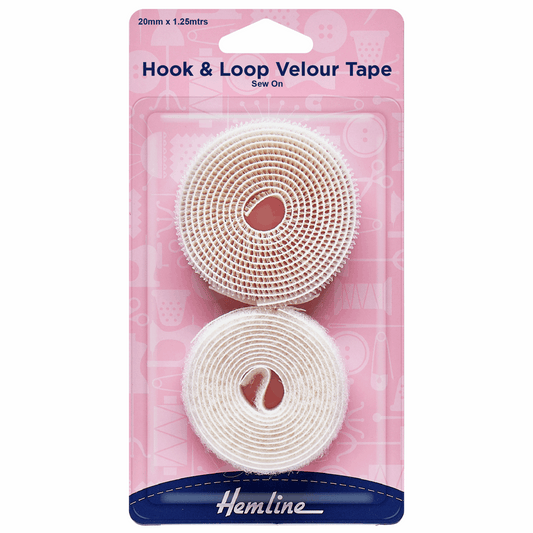 Sew On White Hook & Loop Tape - 1.25m x 20mm