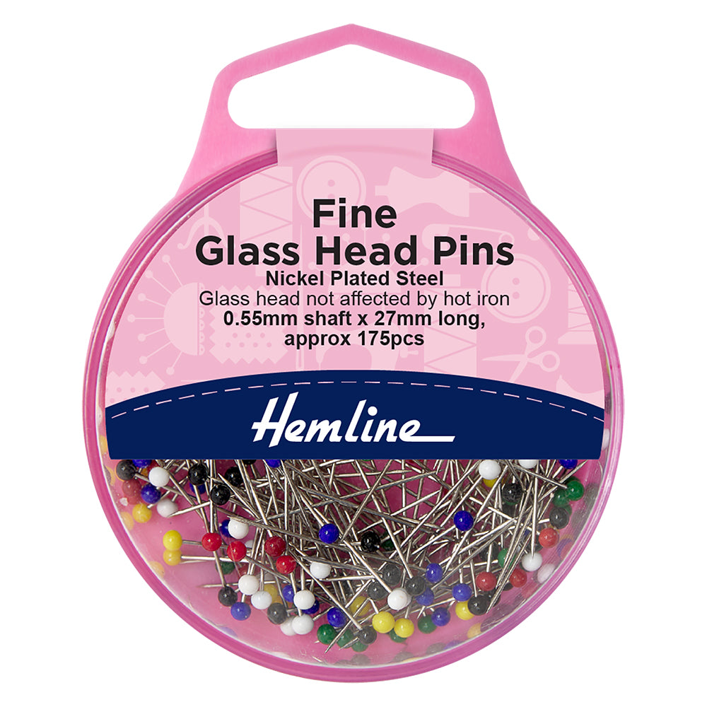 Hemline case of 27mm glass head pins
